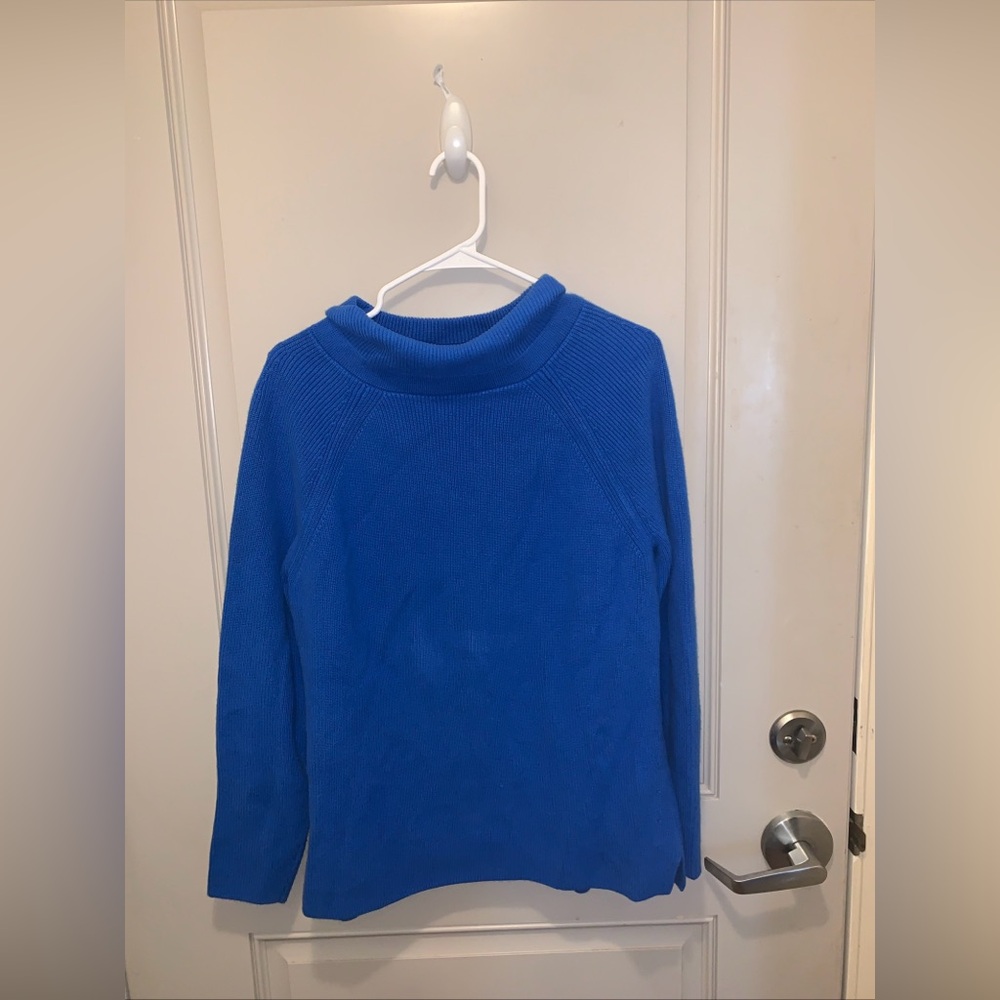 Talbots Women’s Blue 100% Pima Cotton Cowl Neck Sweater Size XL